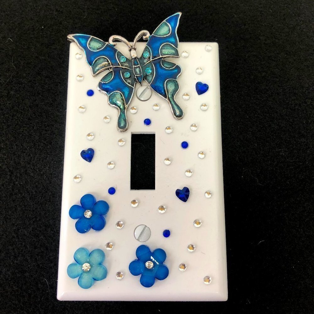 💕2/$25💕 Blue Butterfly Light Switch Plate Cover Handcrafted